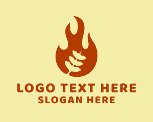 Fast Food - Sausage Grill Flame logo design