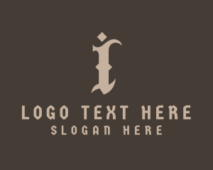 Biker - Calligraphy Tattoo Letter I logo design