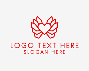 Valentine - Red Winged Heart logo design