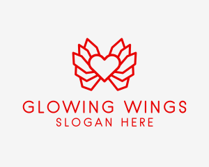 Red Winged Heart  logo design