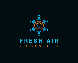 Fire Cooling Snowflake logo design