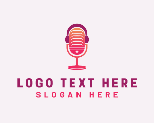 Vlogger - Audio Mic Headphones logo design