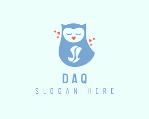 Owl - Sleepy Owl Heart logo design