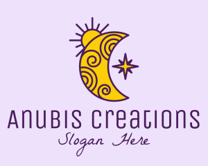 Moon Stars Astrology  logo design