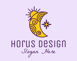 Moon Stars Astrology  logo design