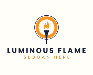 Torch - Flaming Fire Torch logo design