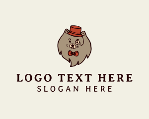 Fedora Hat - Gentleman Pomeranian Dog logo design