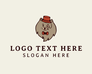 Fedora Hat - Gentleman Pomeranian Dog logo design