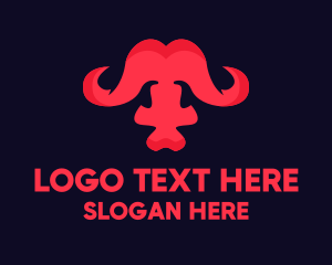 Horns - Abstract Red Buffalo logo design