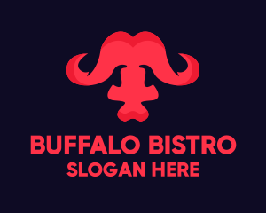 Abstract Red Buffalo logo design