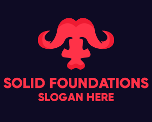 Horns - Abstract Red Buffalo logo design