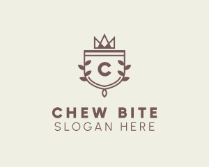 Crown Shield Leaf Crest logo design