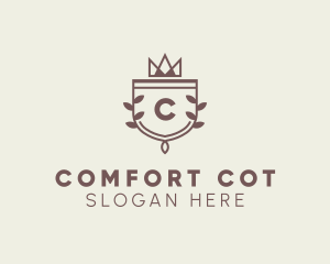 Crown Shield Leaf Crest logo design