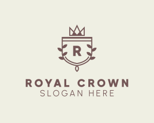 Crown Shield Leaf Crest logo design