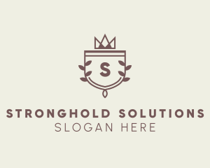 Crown Shield Leaf Crest logo design