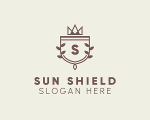 Crown Shield Leaf Crest logo design