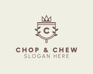 Crown Shield Leaf Crest logo design