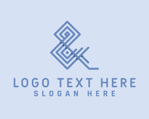 Lettering - Blue Modern Ampersand logo design