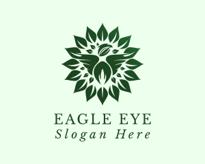 Green Leaf Eagle Nature logo design