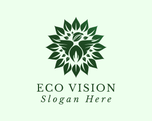 Green Leaf Eagle Nature logo design