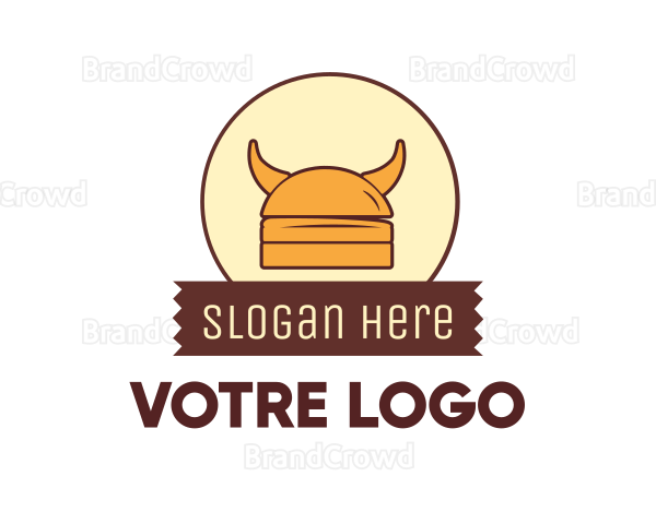 Viking Helmet Horn Burger Buns Logo