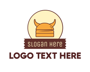 Food Truck - Viking Helmet Horn Burger Buns logo design