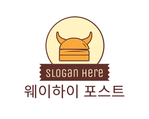 Viking Helmet Horn Burger Buns logo design