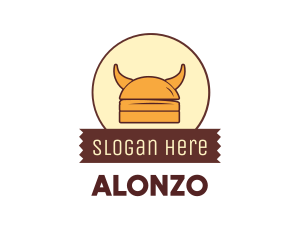 Viking Helmet Horn Burger Buns logo design