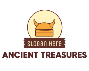 Viking Helmet Horn Burger Buns logo design