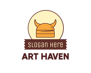 Viking Helmet Horn Burger Buns logo design