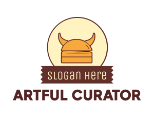 Viking Helmet Horn Burger Buns logo design