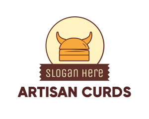 Viking Helmet Horn Burger Buns logo design