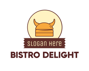 Viking Helmet Horn Burger Buns logo design