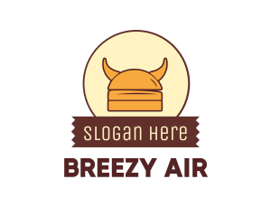 Viking Helmet Horn Burger Buns logo design