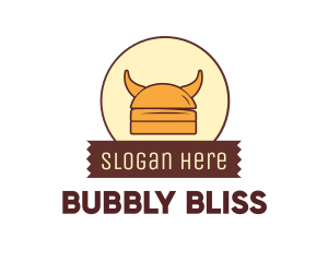 Viking Helmet Horn Burger Buns logo design