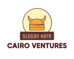 Viking Helmet Horn Burger Buns logo design