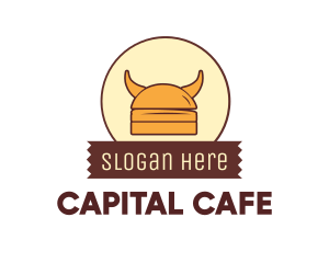 Viking Helmet Horn Burger Buns logo design