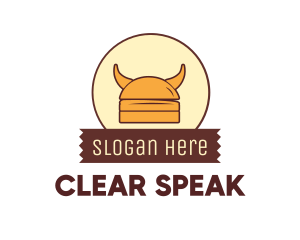 Viking Helmet Horn Burger Buns logo design