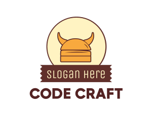 Viking Helmet Horn Burger Buns logo design