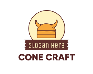 Viking Helmet Horn Burger Buns logo design