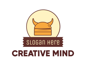 Viking Helmet Horn Burger Buns logo design