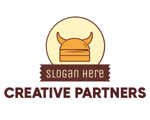 Viking Helmet Horn Burger Buns logo design