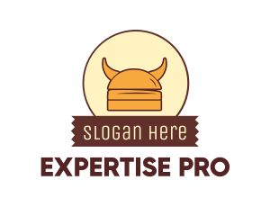 Viking Helmet Horn Burger Buns logo design