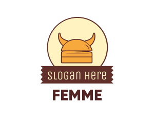 Viking Helmet Horn Burger Buns logo design