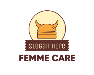 Viking Helmet Horn Burger Buns logo design