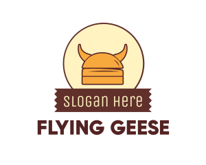 Viking Helmet Horn Burger Buns logo design