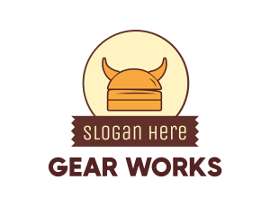 Viking Helmet Horn Burger Buns logo design