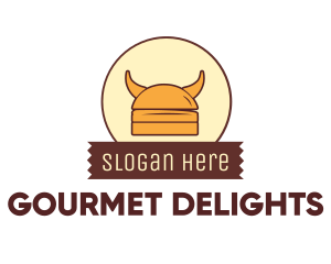 Viking Helmet Horn Burger Buns logo design