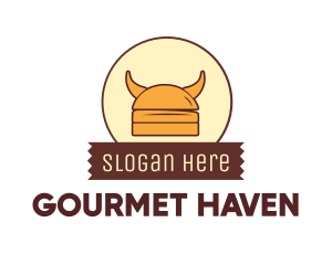 Viking Helmet Horn Burger Buns logo design