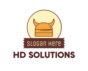 Viking Helmet Horn Burger Buns logo design